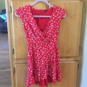 Red ruffle J.Crew mercantile dress